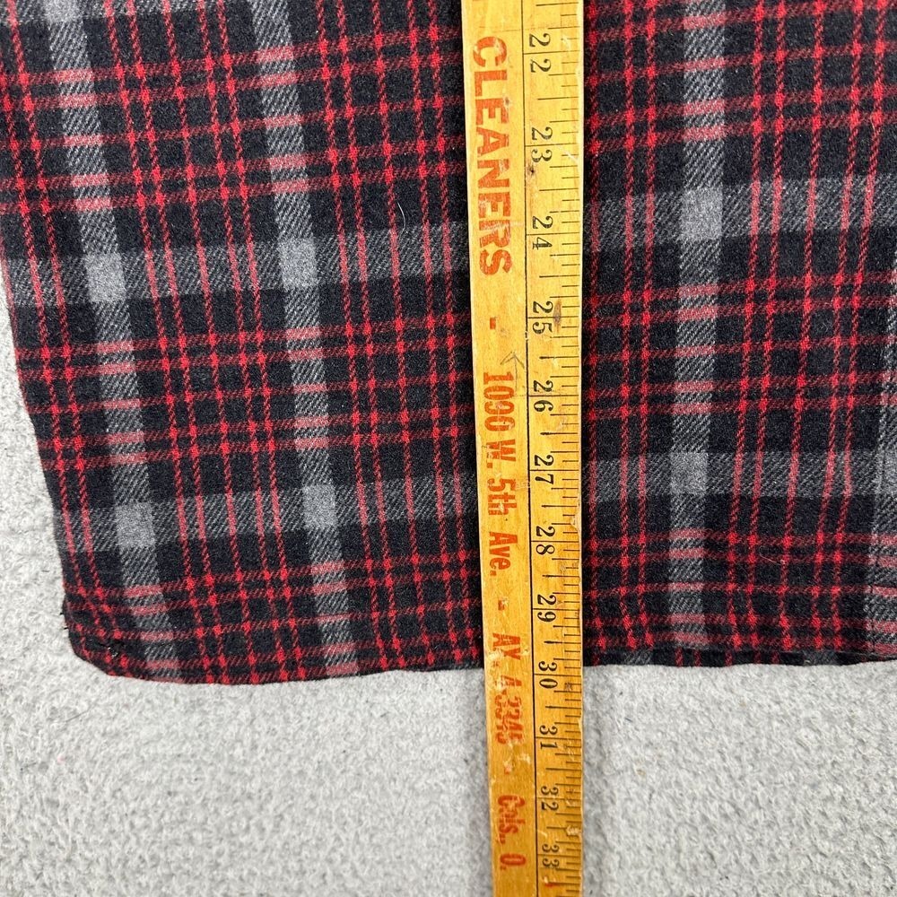 Woolrich Flannel Shirt Womens Large Red Black Plaid Button Up Elbow Patch Casual - Picture 8 of 9